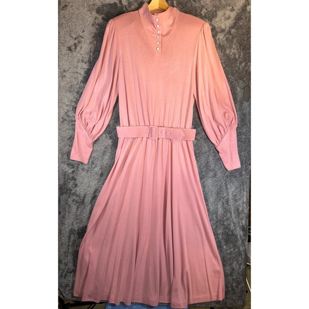 Vintage Carriage Court Mauve Dress Pearl Buttons Size 14